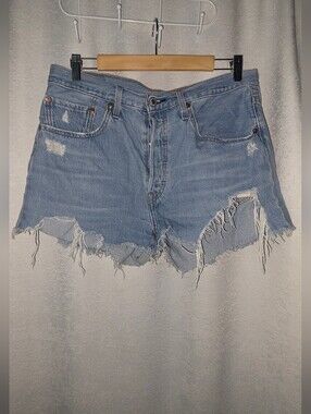 Levi's Light Blue Distressed Denim Cutoff Shorts